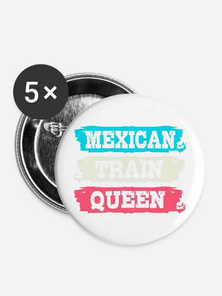 Domino Mexican Train - Buttons mittel 32 mm (5er Pack) - Weiß