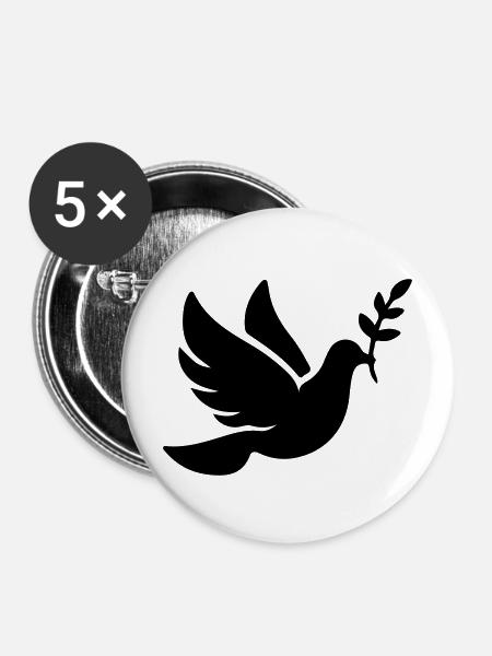 Taube Frieden Glaube - Buttons mittel 32 mm (5er Pack) - Weiß