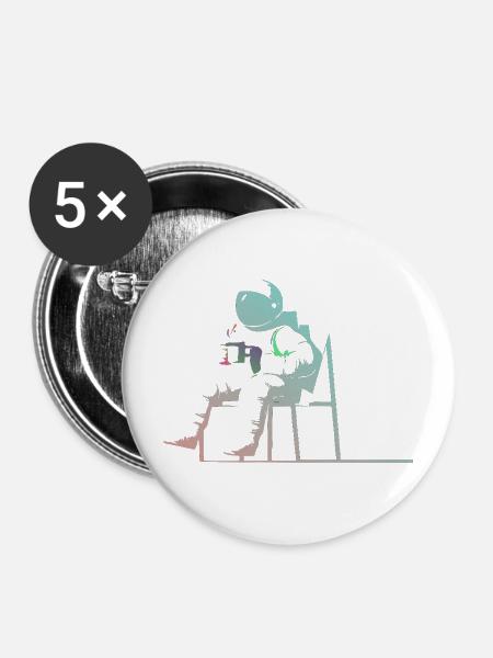 Astronaut - Buttons mittel 32 mm (5er Pack) - Weiß