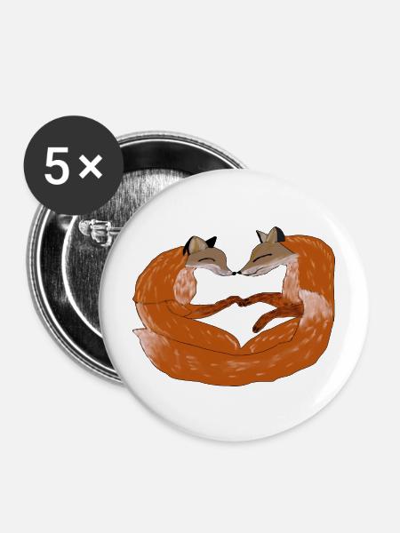 Fuchsherz Zweisamkeit - Buttons mittel 32 mm (5er Pack) - Weiß