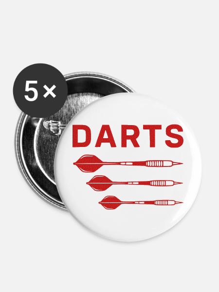 Rotes Darts Trio Design - Buttons mittel 32 mm (5er Pack) - Weiß
