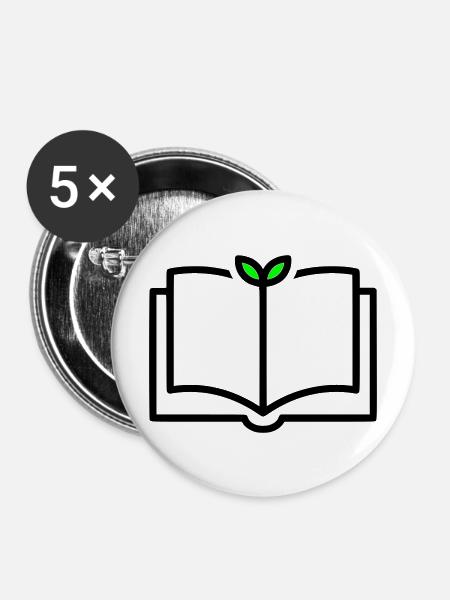 Buch Pflanze Wachstum Lernen - Buttons mittel 32 mm (5er Pack) - Weiß