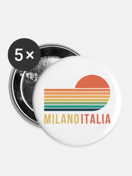 Mailand, Italien - Buttons mittel 32 mm (5er Pack) - Weiß