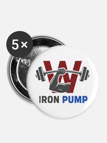 Iron Pump Krafttraining Emblem - Buttons mittel 32 mm (5er Pack) - Weiß