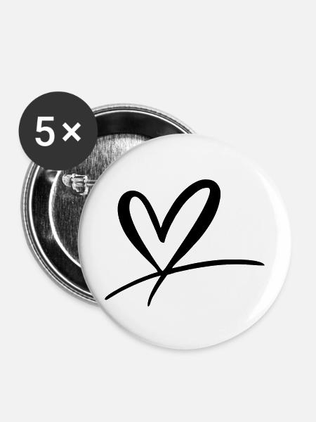 Herz - Buttons mittel 32 mm (5er Pack) - Weiß