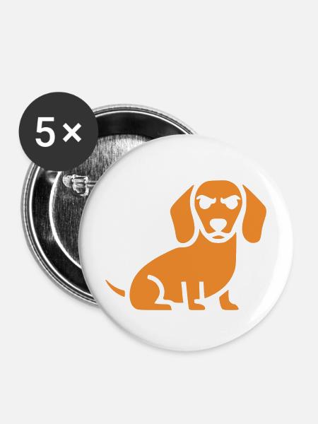 Dackel Hund Flat Design - Buttons mittel 32 mm (5er Pack) - Weiß