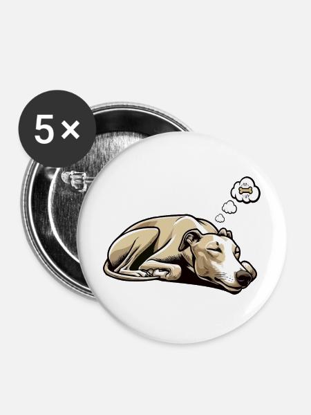 Whippet Windhund Whippets Windhundbesitzer - Buttons mittel 32 mm (5er Pack) - Weiß