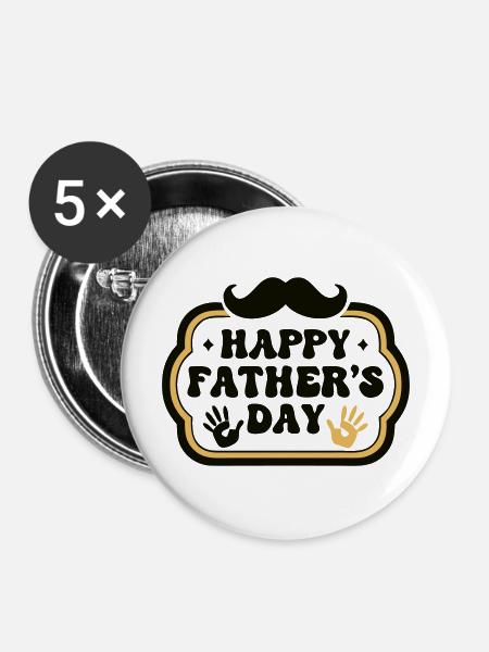  Retro Happy Fathers Day Wappen - Buttons mittel 32 mm (5er Pack) - Weiß
