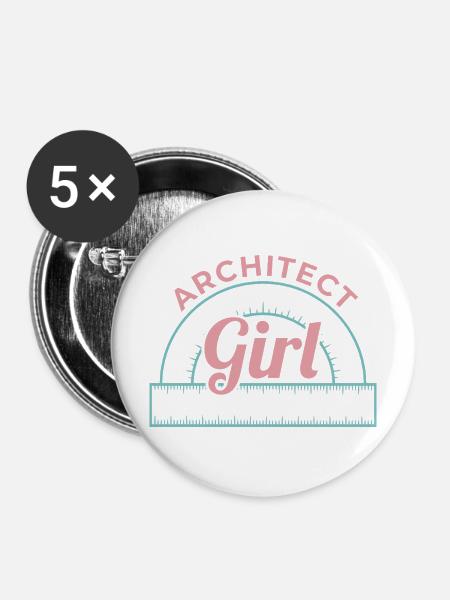 Architektur Mädchen - Buttons mittel 32 mm (5er Pack) - Weiß