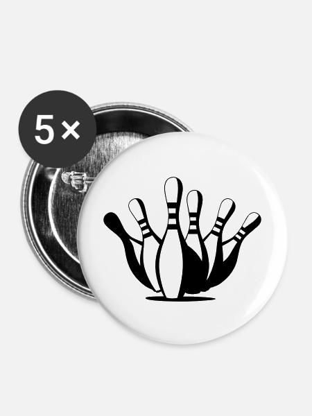 Bowling - Buttons mittel 32 mm (5er Pack) - Weiß
