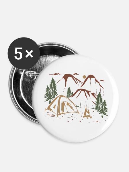 Backcountry Camp Night Sketch - Buttons mittel 32 mm (5er Pack) - Weiß
