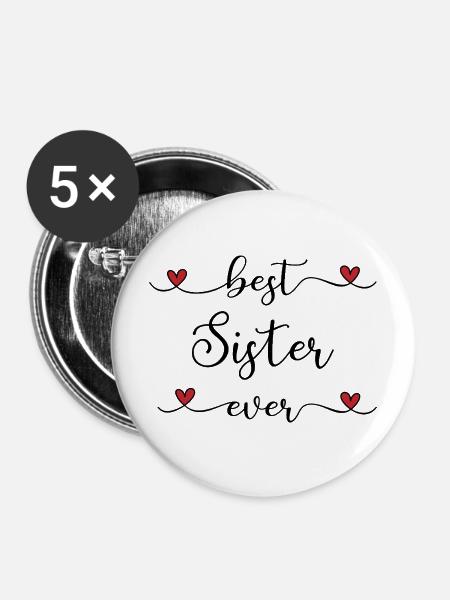 beste Schwester - Buttons mittel 32 mm (5er Pack) - Weiß