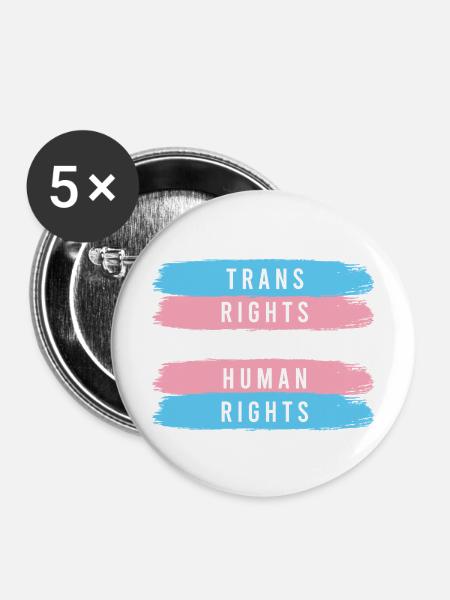 LGBTQ-Pride-Monat – Trans-Rechte sind Menschenrechte - Buttons mittel 32 mm (5er Pack) - Weiß