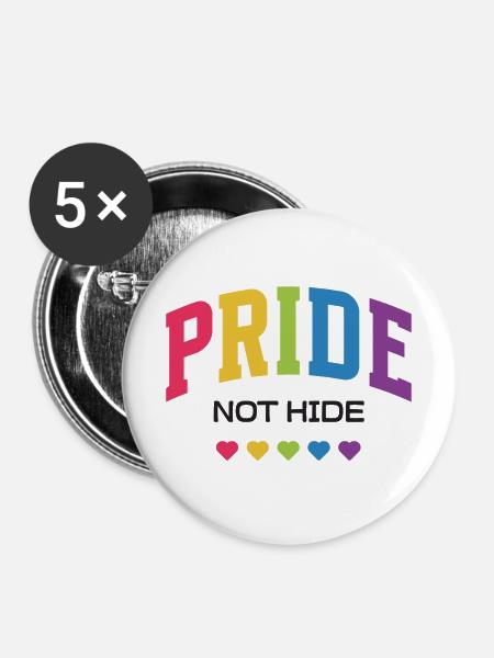 LGBTQ-Pride-Monat – Pride, nicht verstecken. - Buttons mittel 32 mm (5er Pack) - Weiß
