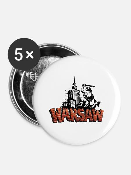 Warschauer Schablonenkunst - Buttons mittel 32 mm (5er Pack) - Weiß