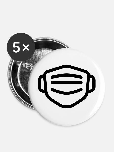 Maske - Buttons mittel 32 mm (5er Pack) - Weiß