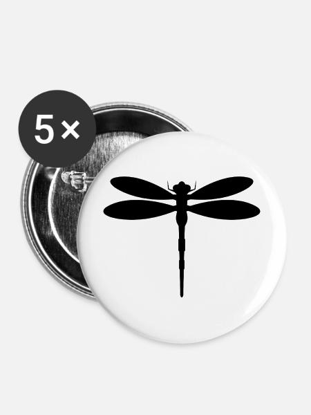 Libelle - Buttons mittel 32 mm (5er Pack) - Weiß