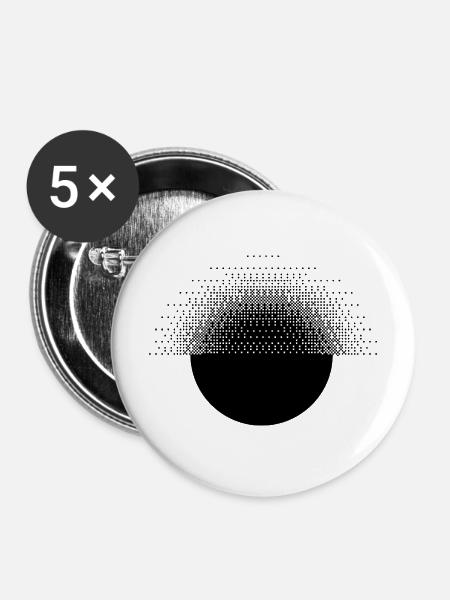 Bitmap-Design von geometrischem und pixeligem Sunburst - Buttons mittel 32 mm (5er Pack) - Weiß