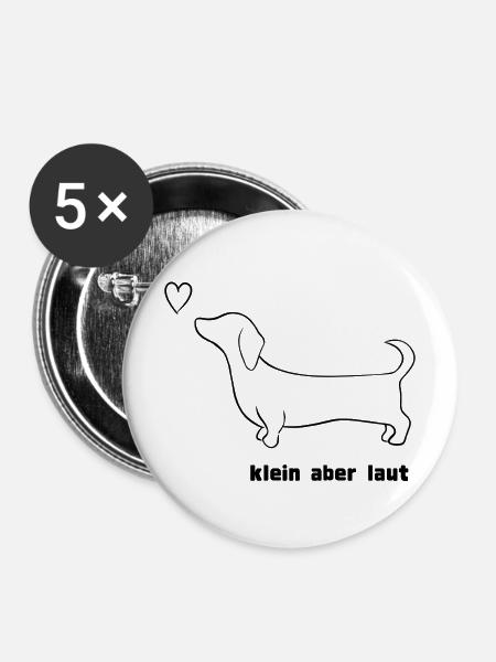 Dackel, klein aber laut - Buttons mittel 32 mm (5er Pack) - Weiß