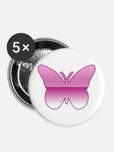 Schmetterling - Buttons mittel 32 mm (5er Pack) - Weiß