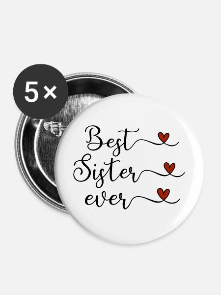 Beste Schwester - Buttons mittel 32 mm (5er Pack) - Weiß