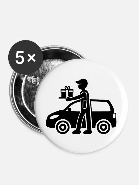 Paket Dienst Lieferung - Buttons mittel 32 mm (5er Pack) - Weiß