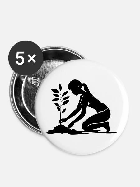 Einpflanzen Umwelt - Buttons mittel 32 mm (5er Pack) - Weiß