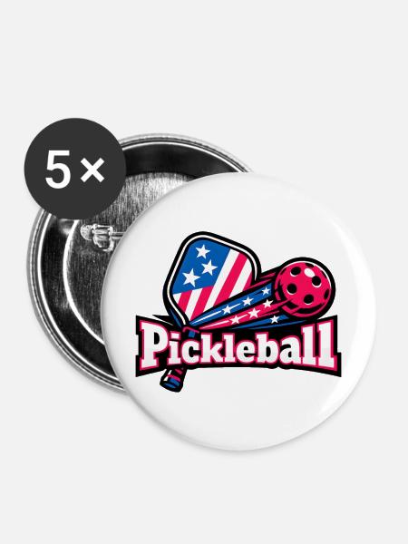 Patriotic Pickleball Flag Burst - Buttons mittel 32 mm (5er Pack) - Weiß