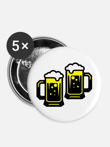 Bier Prost Symbol - Buttons mittel 32 mm (5er Pack) - Weiß