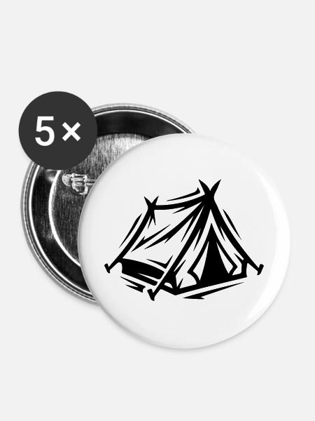 Zelt Symbol - Buttons mittel 32 mm (5er Pack) - Weiß