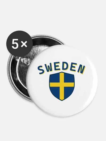 Schweden - Buttons mittel 32 mm (5er Pack) - Weiß