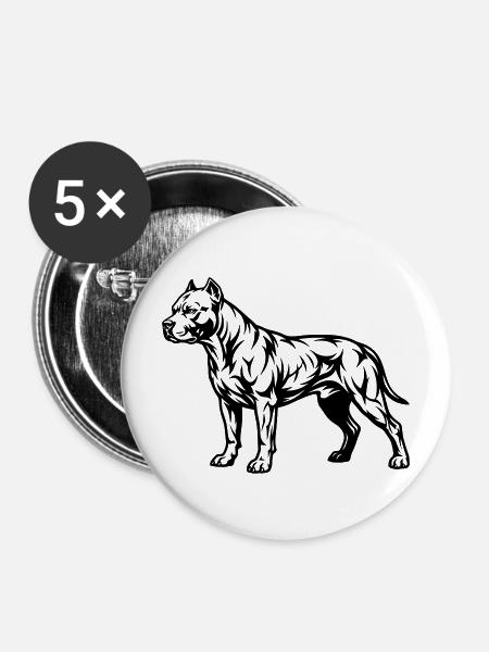 Staffordshire-Mitarbeiter - Buttons mittel 32 mm (5er Pack) - Weiß