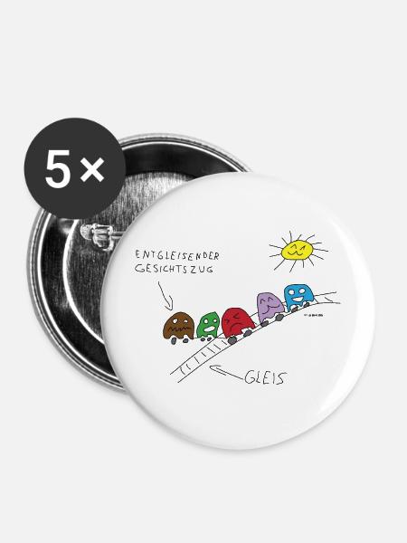 Entgleisender Gesichtszug - Buttons mittel 32 mm (5er Pack) - Weiß
