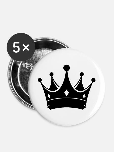 Königskrone - Buttons mittel 32 mm (5er Pack) - Weiß