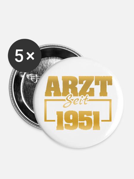 Aerztin 1951 - Buttons mittel 32 mm (5er Pack) - Weiß