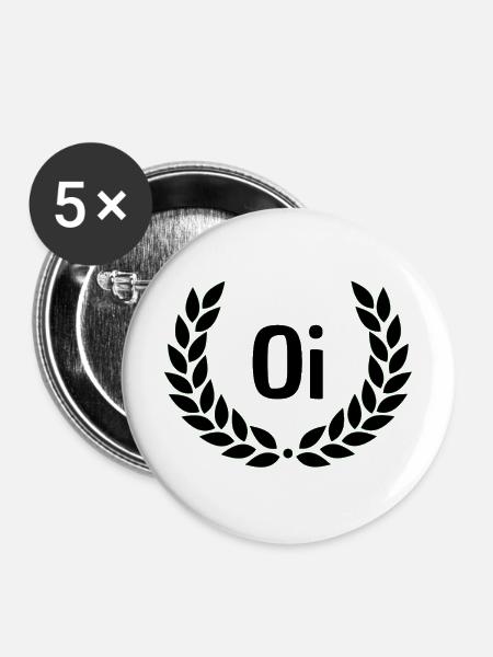 Grüner Lorbeerkranz Outline - Buttons mittel 32 mm (5er Pack) - Weiß