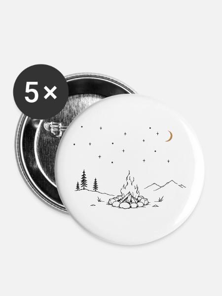 Lagerfeuer unterm Sternenhimmel - Buttons mittel 32 mm (5er Pack) - Weiß