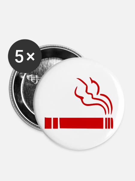 Zigarette Raucherbereich - Buttons mittel 32 mm (5er Pack) - Weiß