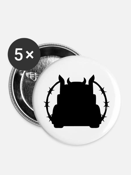 Truck Silhouette Stacheldraht Logo - Buttons mittel 32 mm (5er Pack) - Weiß