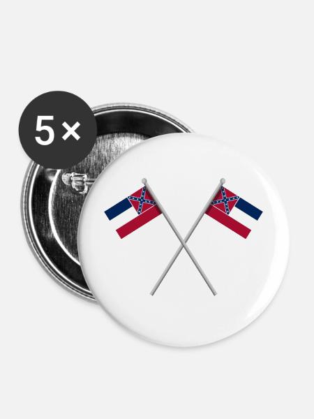 Mississippi-Flagge - Buttons mittel 32 mm (5er Pack) - Weiß