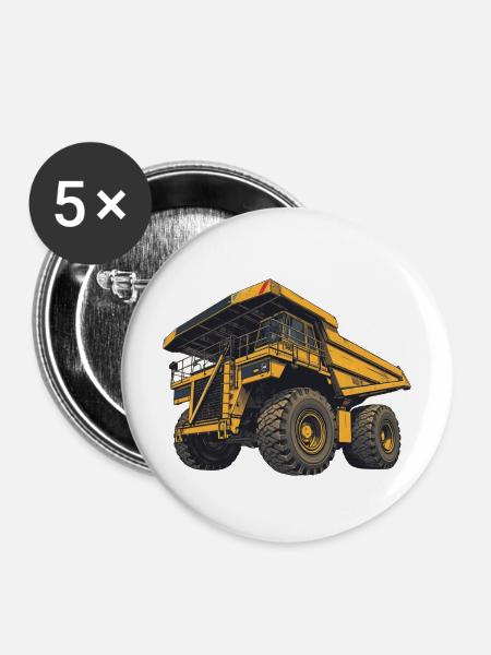 Muldenkipper – Heavy Equipment - Buttons mittel 32 mm (5er Pack) - Weiß
