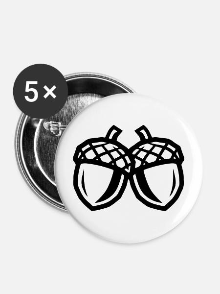 Eichel Symbol Herbst - Buttons mittel 32 mm (5er Pack) - Weiß