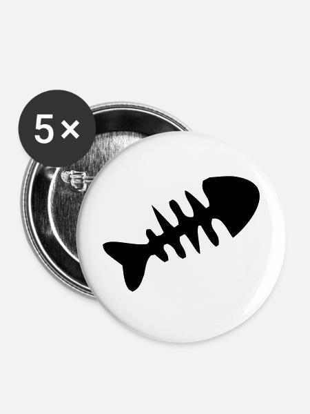 Fischgraete Silhouette Icon - Buttons mittel 32 mm (5er Pack) - Weiß