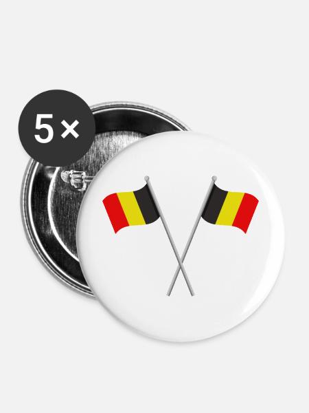 Belgische Flagge - Buttons mittel 32 mm (5er Pack) - Weiß