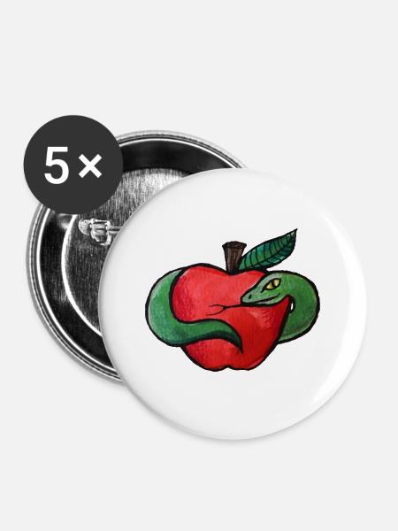 Karmesinapfel-Schlange - Buttons mittel 32 mm (5er Pack) - Weiß