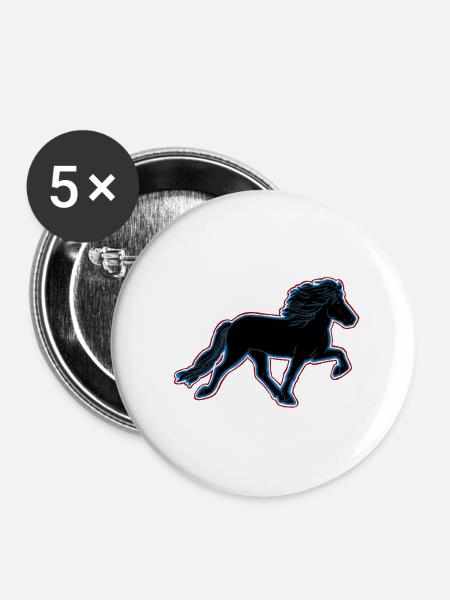 Icelandic Tölter - Buttons mittel 32 mm (5er Pack) - Weiß