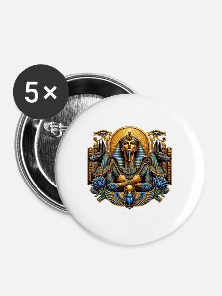 Ägyptischer Pharao - Buttons mittel 32 mm (5er Pack) - Weiß