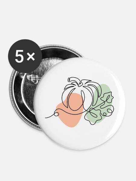 Abstrakte Linienformen mit Farbklecksen - Buttons mittel 32 mm (5er Pack) - Weiß