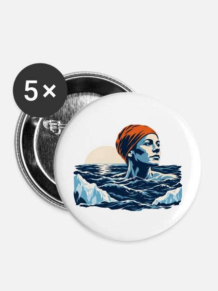 Eisbaden Winterruhe - Buttons mittel 32 mm (5er Pack) - Weiß