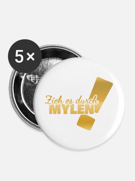 Mylen als Durchhalten - Buttons mittel 32 mm (5er Pack) - Weiß